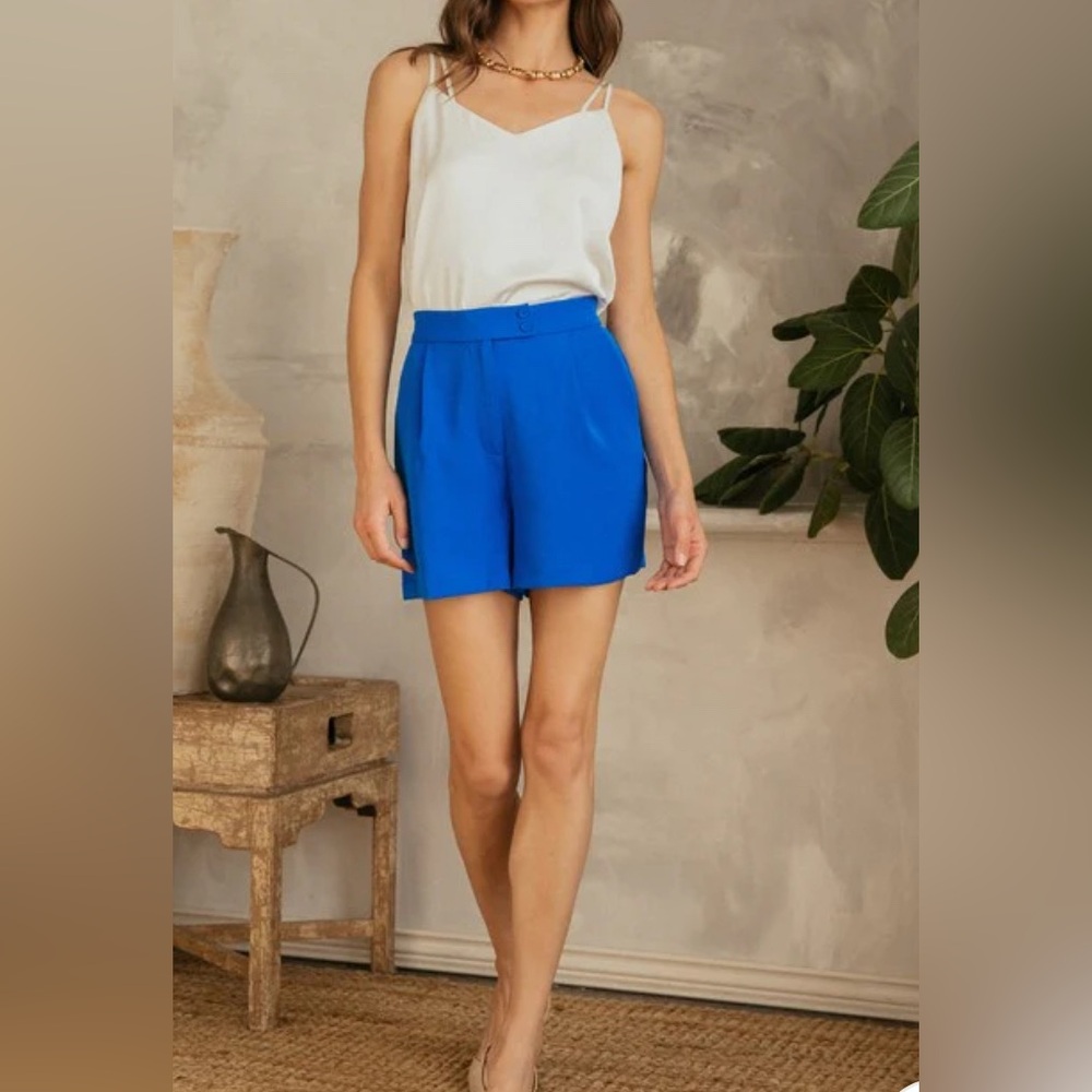 Skies Are Blue Cobalt Blue High Waisted Tailored Dressy‎ Shorts Small